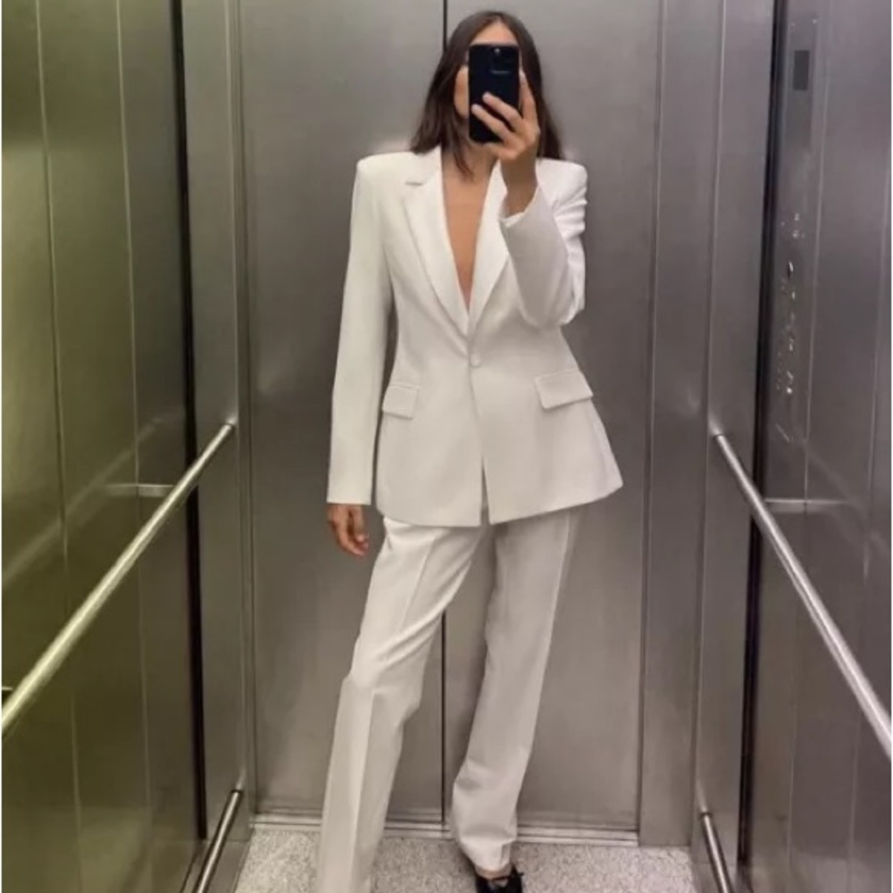 NWOT Zara White Tuxedo Jacket - Picture 2 of 13